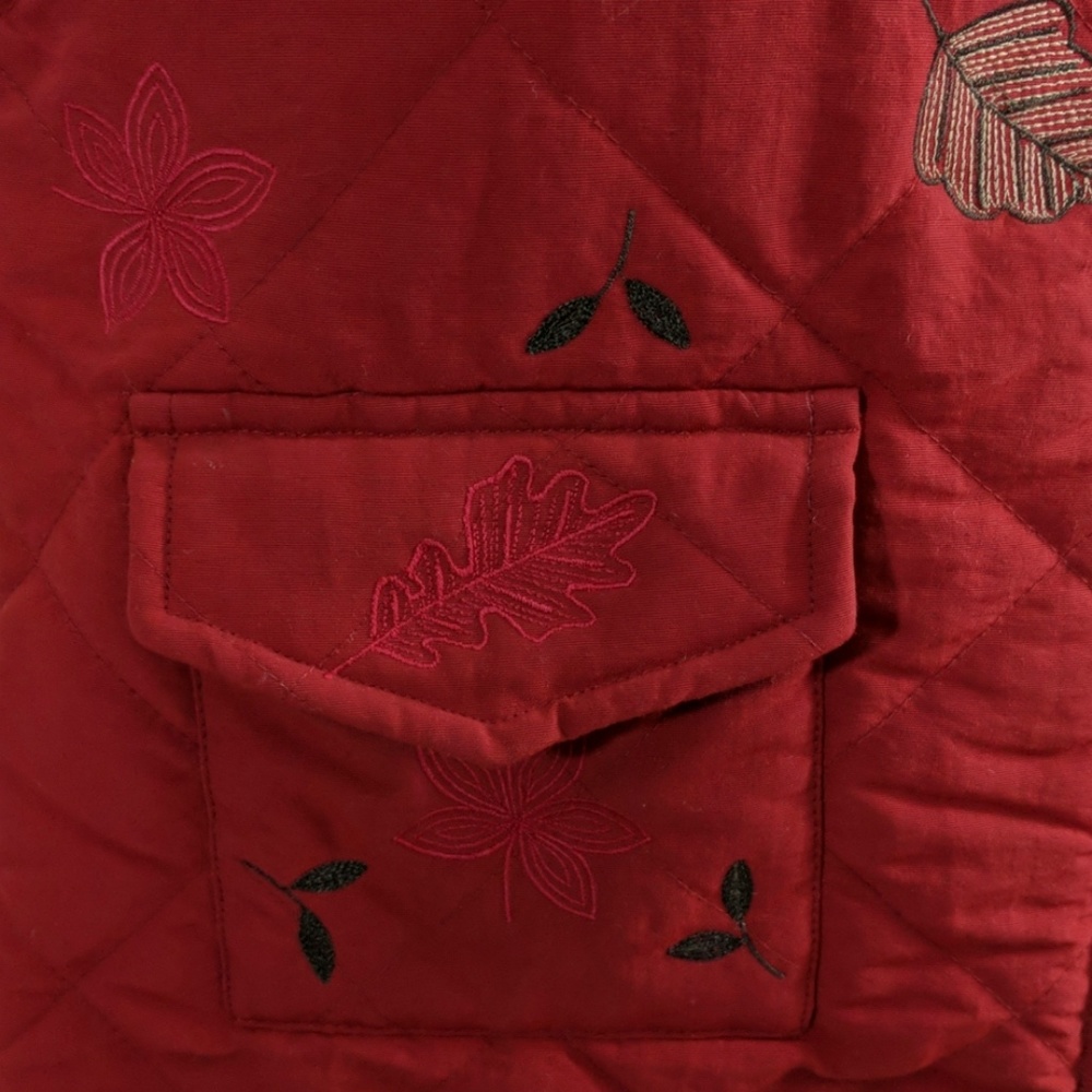 BRITISH KHAKI Embroidered Fall Leaves Vest - Picture 5 of 7
